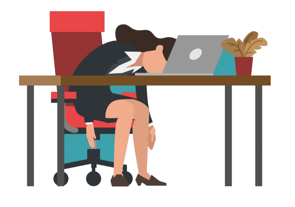 Woman slumped at desk